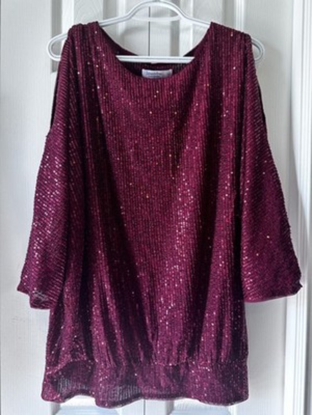 Jasambac Sparkly Sequin Burgundy Red Blouse